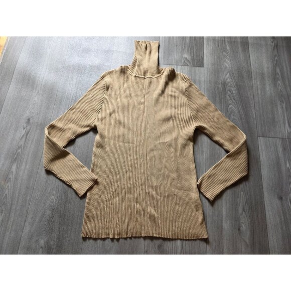 LouLou Gold Ribbed Turtleneck Sweater 2X NWT Layering - Picture 3 of 6